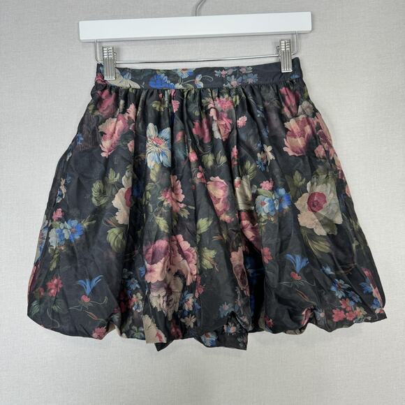 Anthropologie Dresses & Skirts - By Anthropologie Bubble Mini Skirt Womens XXS Black Dark Floral Fairy Whimsigoth